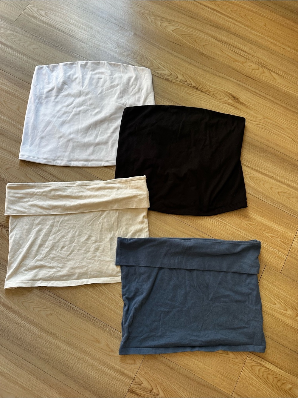 Classic Tube Top Bundle - White, Black, Cream (fold-over), Blue(fold-over ) - Picture 1 of 6